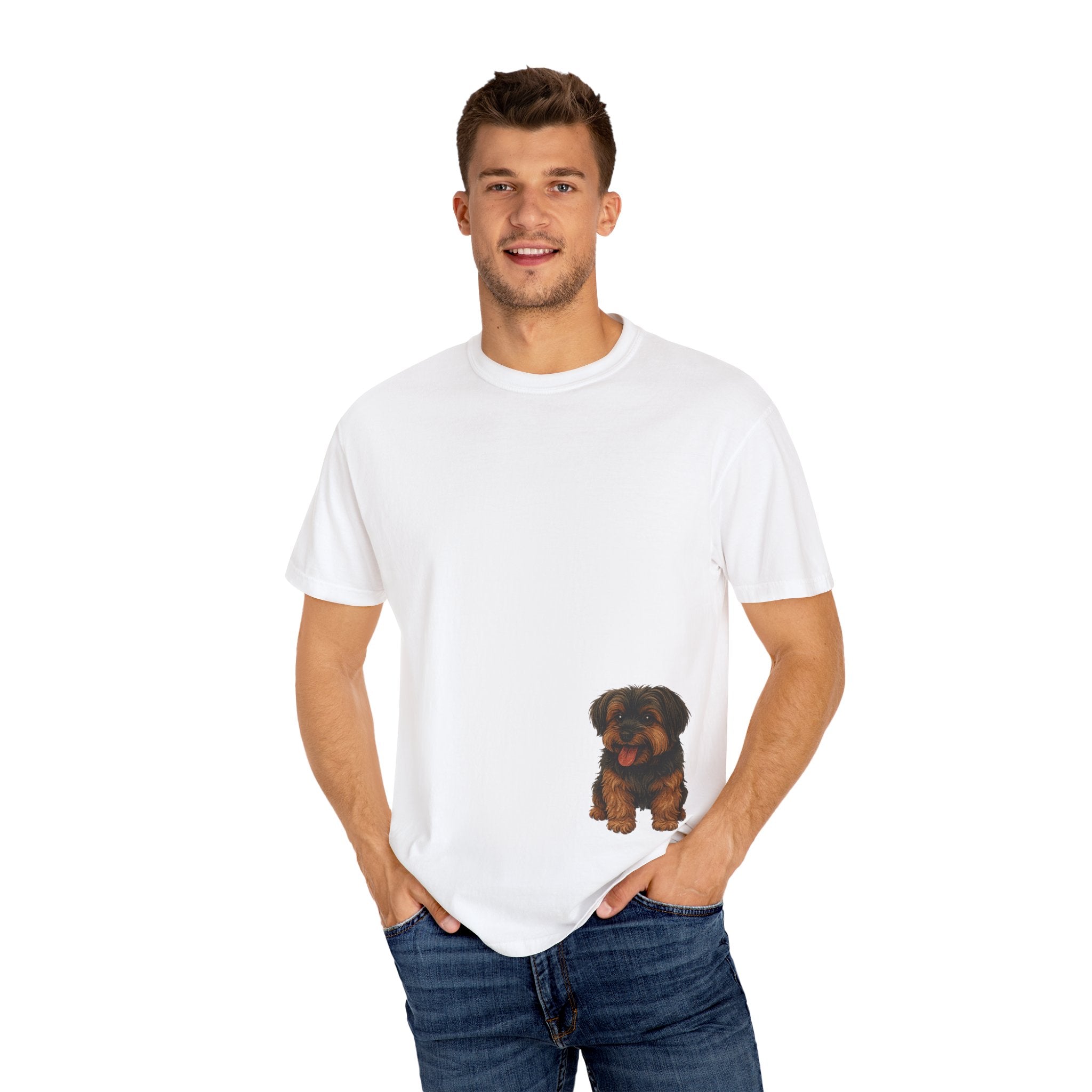 Puppy Pocket Tee — Cute Yorkie Dog Graphic T-Shirt