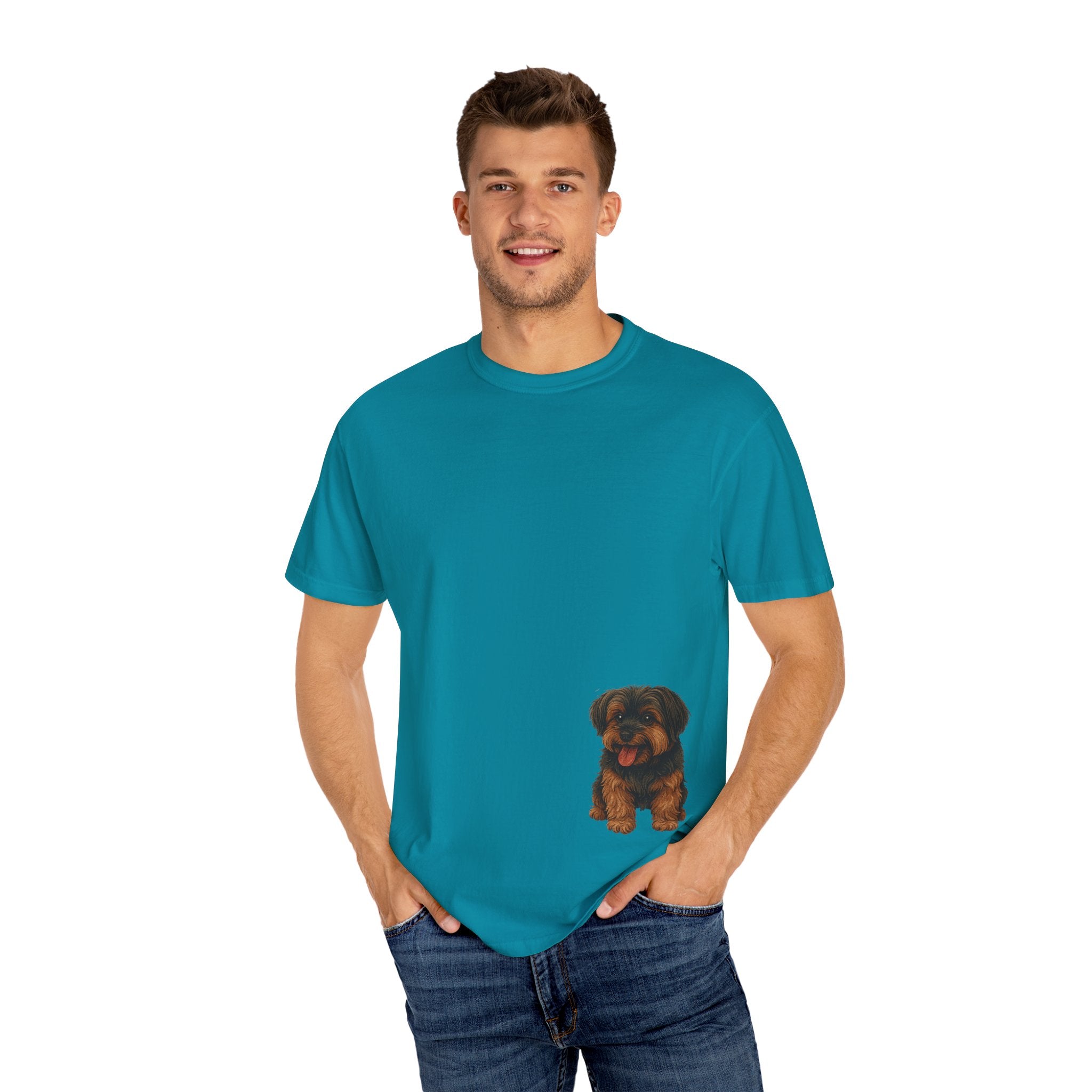 Puppy Pocket Tee — Cute Yorkie Dog Graphic T-Shirt