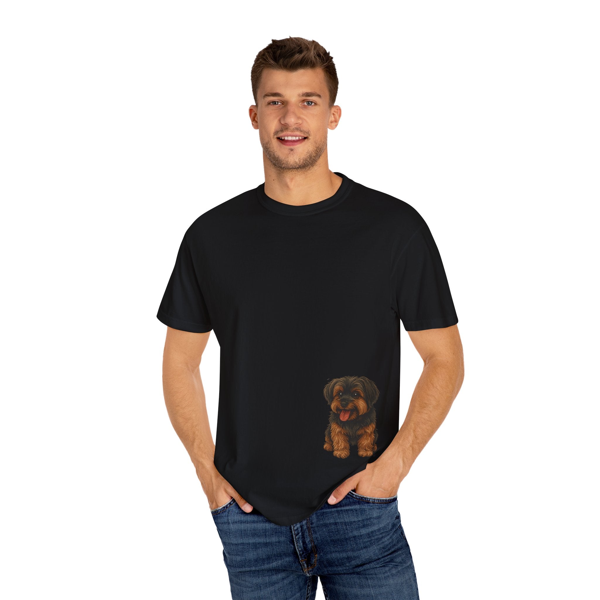 Puppy Pocket Tee — Cute Yorkie Dog Graphic T-Shirt